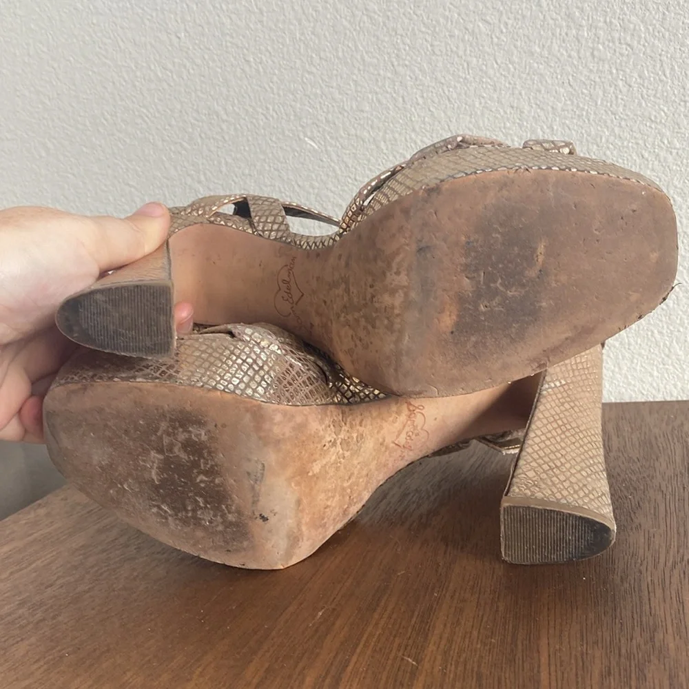 Sam Edelman Taryn Gold Sparkly Strappy Sandal Heels, Women’s 8.5 M, A9960L1900